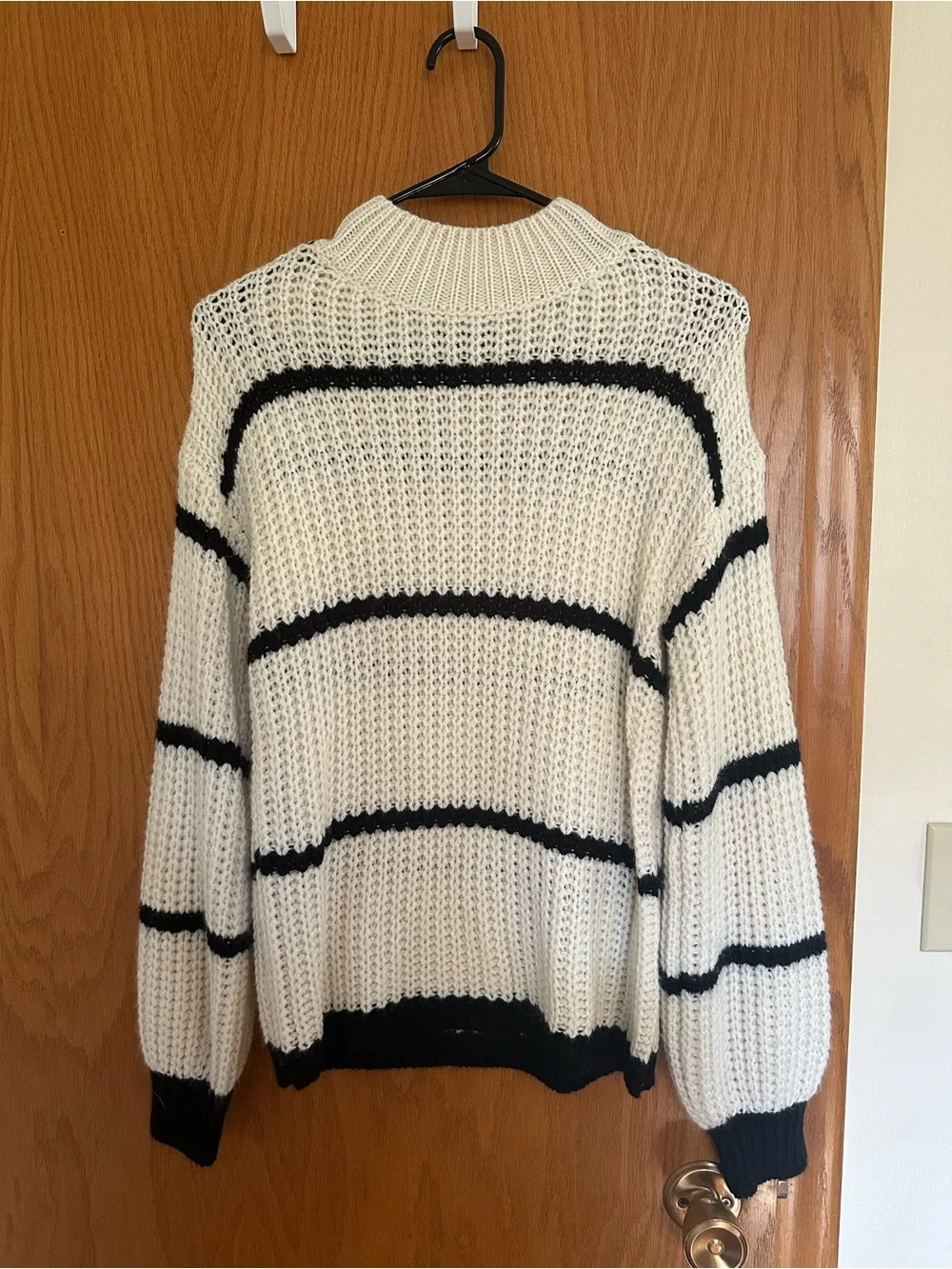 White and black striped sweater